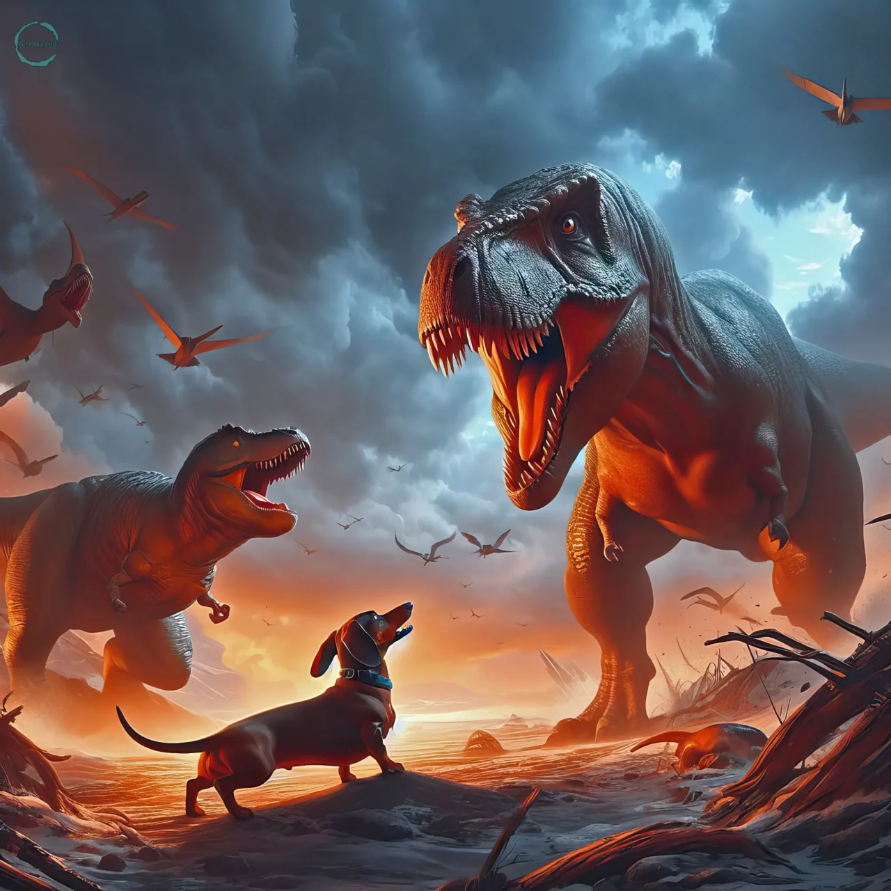 Hey fat Guy ! You can't scare a Dachshund